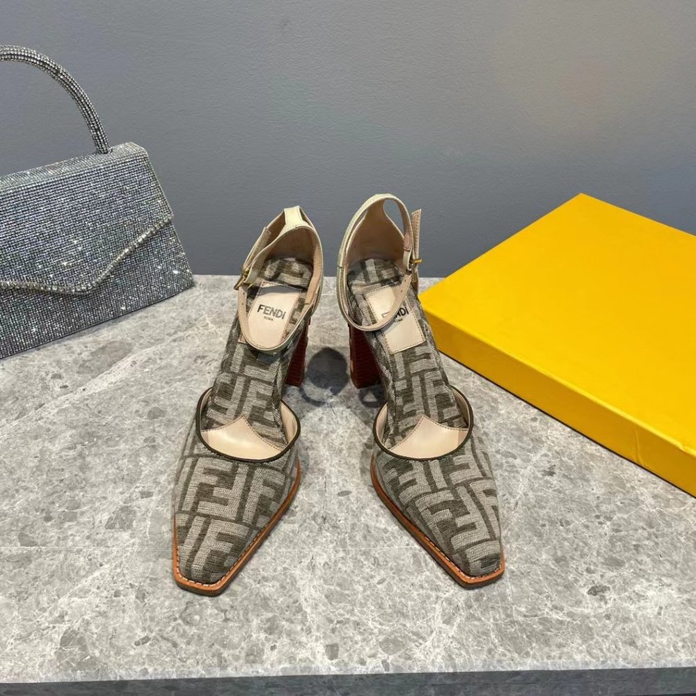 NEW in box. Fendi FF logo jacquard sandal heels - Picture 4 of 6